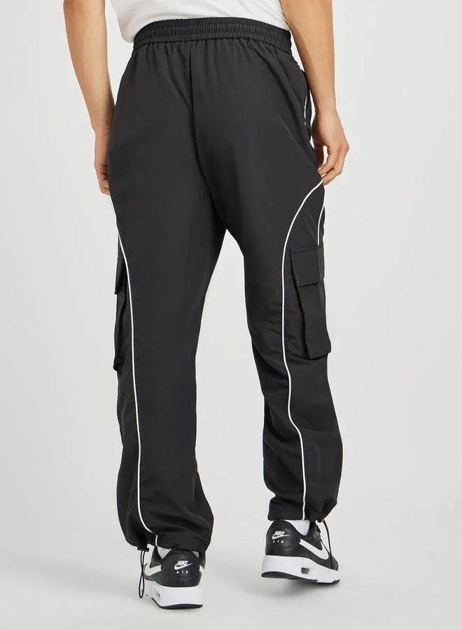 Styli Styli Relaxed Fit Open Hem Cargo Joggers with Piping Detail