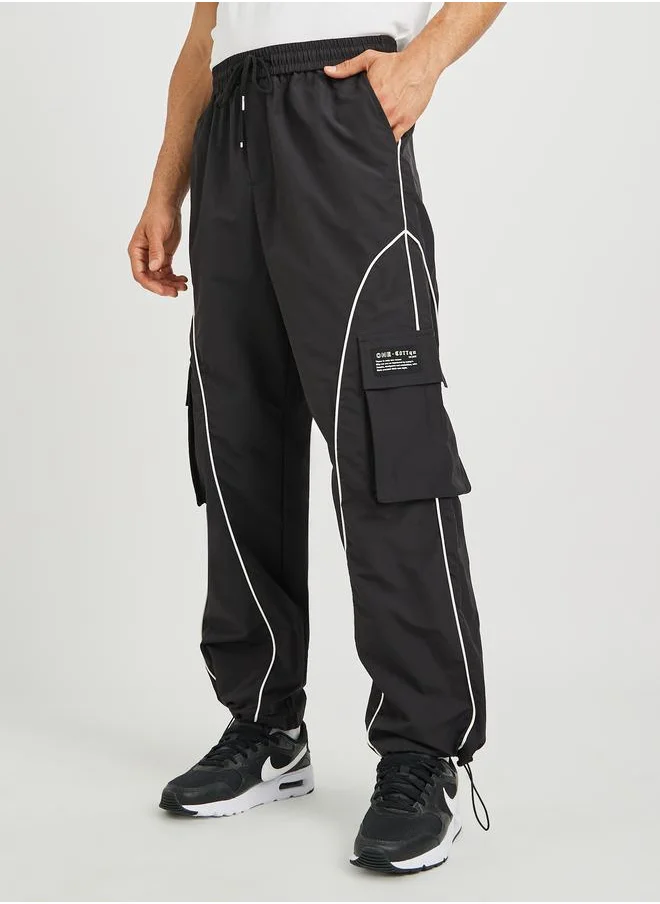 ستايلي Styli Relaxed Fit Open Hem Cargo Joggers with Piping Detail