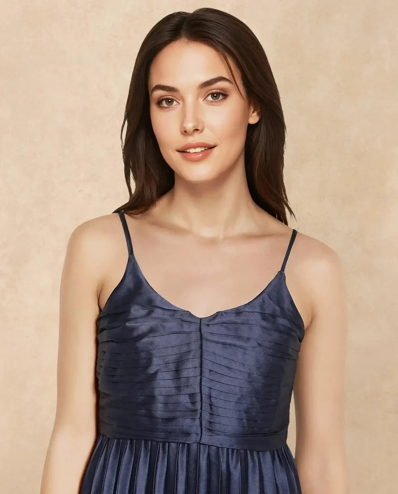 ريريزم Women's Pleated Strappy Midi Party Dress