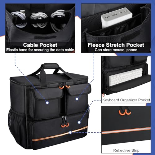 Wigojoy Computer Desktop Mid Tower Large Carrying Case, PC Travel Case for Computer for Moving, Portable Gaming Backpack for Keyboard, Mouse and Accessories,Compatible with ATX/M-ATX mainframe chassis - Image 4