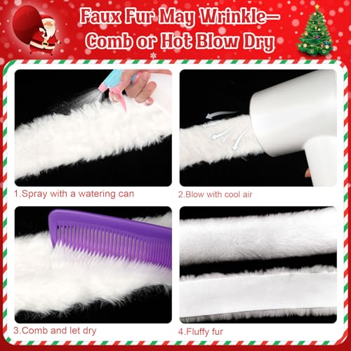 Okxiri Fur Fabric, About 2" White Fur Trim, Xmas Faux Fur Ribbon for Christmas Tree Decor, Craft, Costume, Wreath (3 Yards) - Image 4