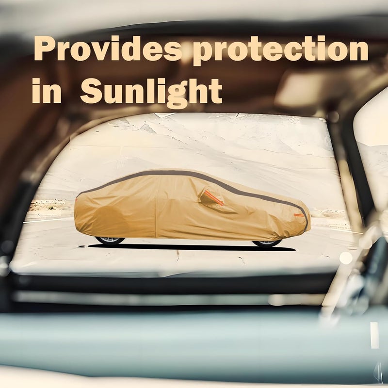 FSGRICH Waterproof Car Cover for Toyota Camry Sedan Solara (1996-2024) - Outdoor Anti-UV Sun Rain Protection (Camel with Brown) - Image 3