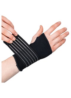 SYOSI 2 Piece Wrist Brace Elastic Support With Strap For Sprains Injury Or Sports Use Without Inhibiting Flexibility Left Right M Black  - Image 2