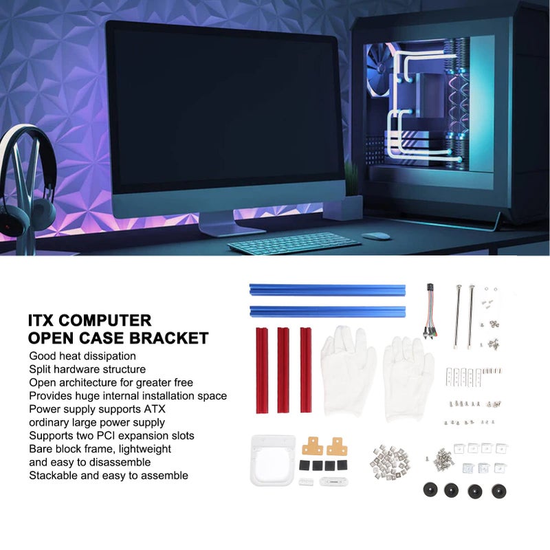 Bewinner DIY Chassis Bracket Open Chassis DIY Computer Motherboard Case Rack Support Graphics Card, PC Open Frame Test Bench, Mini Computer Case DIY Mod Base Stand