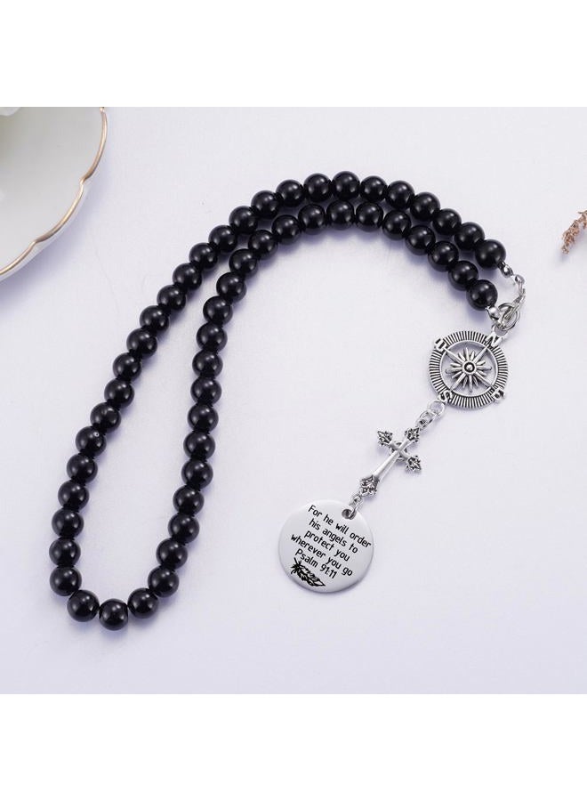 Ralukiia Cross Car Charm, for He Will Order His Angels to Protect You Wherever You Will Go, Rear View Mirror Car Charm, Psalm 91:11, Bible Verse, Religious Gifts for Women - Image 5