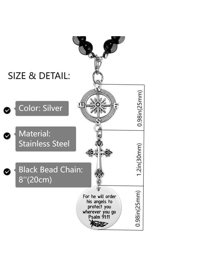Ralukiia Cross Car Charm, for He Will Order His Angels to Protect You Wherever You Will Go, Rear View Mirror Car Charm, Psalm 91:11, Bible Verse, Religious Gifts for Women - Image 4