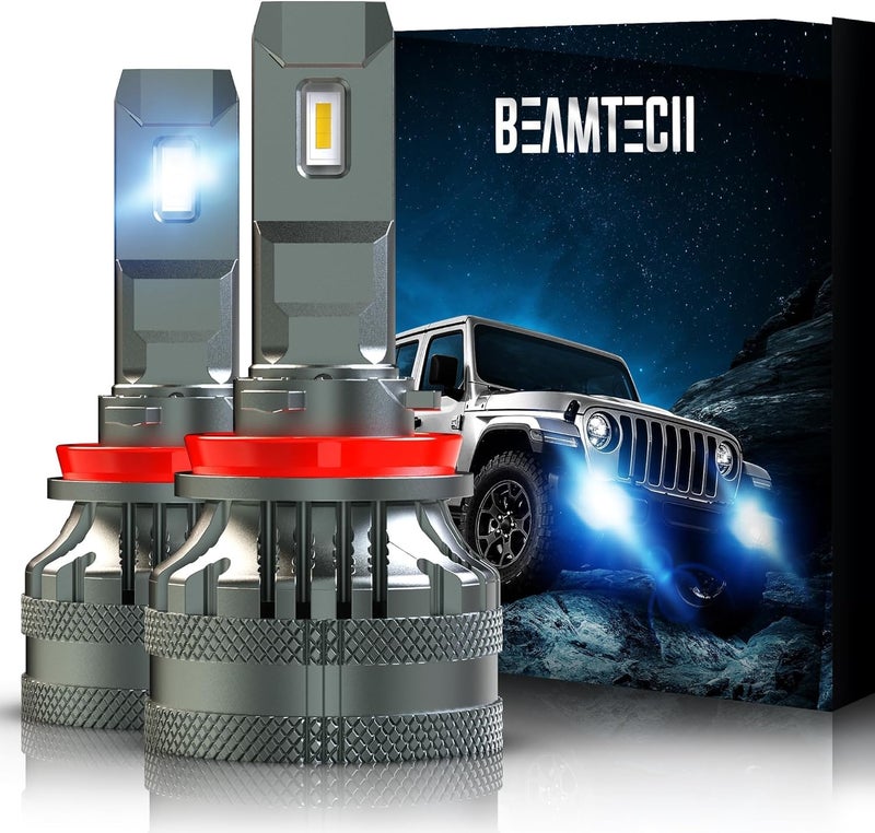 BEAMTECH H11/H8/H9 Bulbs, G-XP Chips Canbus Ready 600% Brighter High Power 6500K Xenon White 360 Degree Lighting Plug N Play Fog Light, Pack of 2 - Image 1