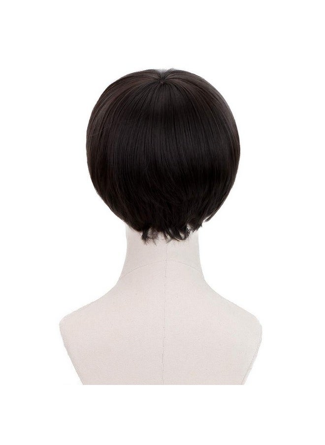Party Zone PARTY ZONE Short Black Luffy Cosplay Wig-80s Outfit For Men Synthetic Bowl Cut Mushroom Hair Anime Wigs Old Man Movie Party Halloween Vector Costume Wig (Black)  - Image 5