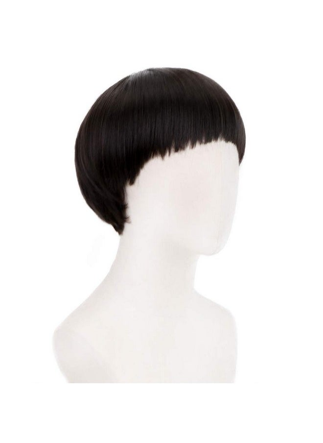 Party Zone PARTY ZONE Short Black Luffy Cosplay Wig-80s Outfit For Men Synthetic Bowl Cut Mushroom Hair Anime Wigs Old Man Movie Party Halloween Vector Costume Wig (Black)  - Image 4