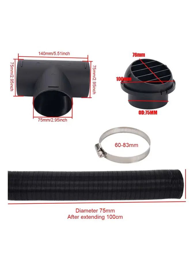 75Mm T Type Air Diesel Heater Ventilation System With 2 Outlets 2 Ducts - Image 2