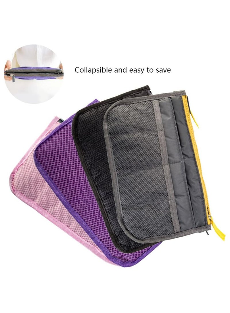 JTWEB New_Soul للسيدات منظم حقيبة يد للسفر وحقيبة مرتبة وبطانة مستحضرات التجميل 13 جيبًا أسود - Image 1