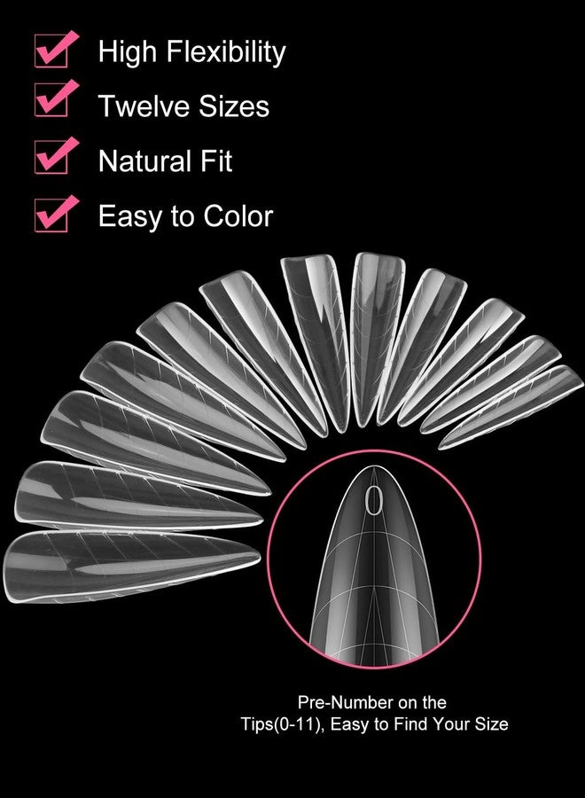 EBANKU Nail Dual Forms, 120Pcs Poly Nail Gel Stiletto Nail Molds Clear Acrylic Nail Tips, Full Cover Reusable Nail Forms for Builder Nail Gel Nail Art Design Salon&DIY - Image 4