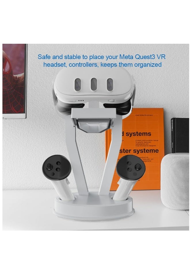 Versatile Stand for Quest 3 and Quest 2 VR Headsets with Touch Controllers, Ideal Storage and Display Solution for Rift and Rift S, Elegant White Design - Image 4