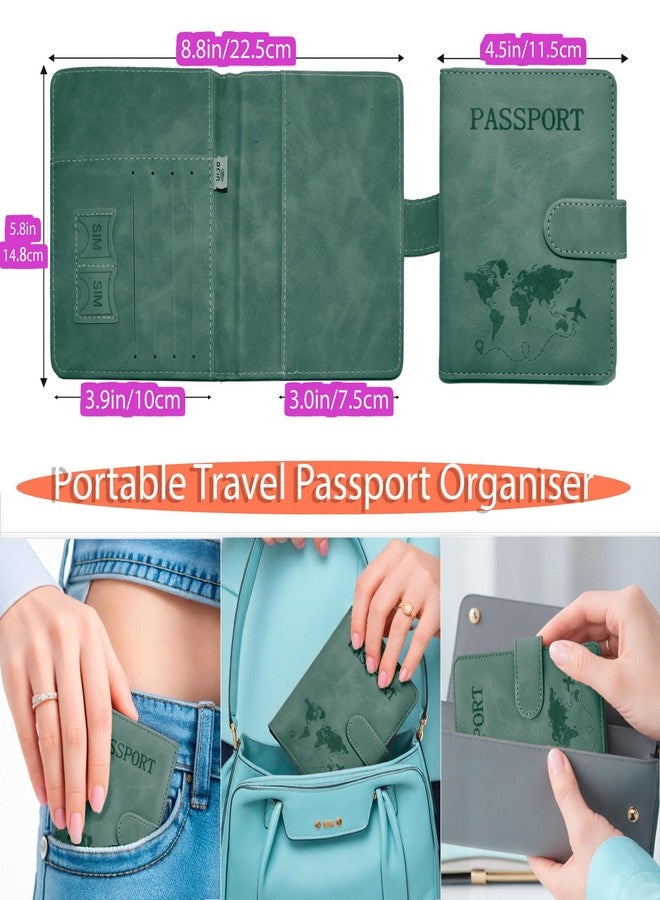 Sovirose 2 Pcs Passport Cover Set, Brown,Green, Minimalist - Image 4
