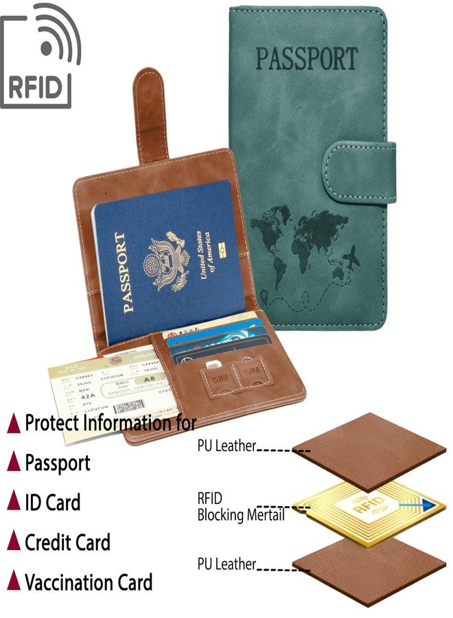 Sovirose 2 Pcs Passport Cover Set, Brown,Green, Minimalist - Image 2