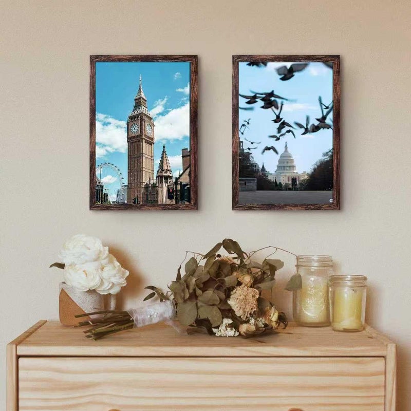 SESEAT 10x14 Picture Frame Rustic Brown, Display Pictures for Wall, 1 Pack - Image 3