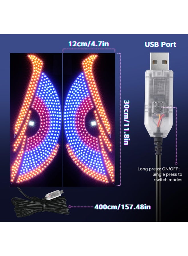 2-Pack Car LED Demon Eye Decorative Lights, USB Warning Lights, Dynamic Demon Eye Mood Lights, Auto Accessories, 11.8" x 4.7", Suitable for Windows of Sedan and Small to Medium Trucks - Image 5