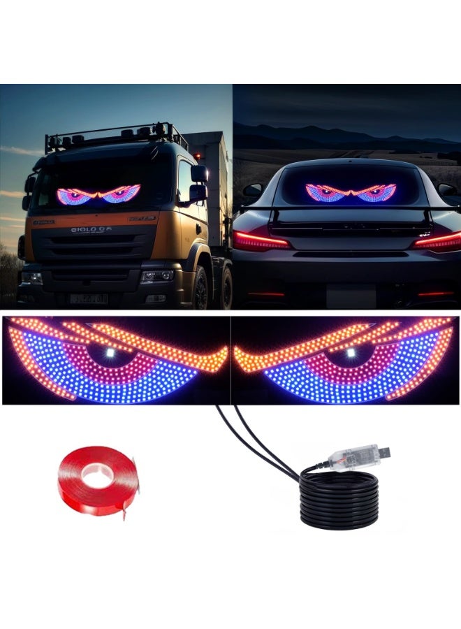 2-Pack Car LED Demon Eye Decorative Lights, USB Warning Lights, Dynamic Demon Eye Mood Lights, Auto Accessories, 11.8" x 4.7", Suitable for Windows of Sedan and Small to Medium Trucks - Image 1
