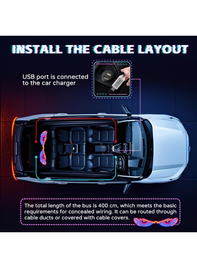 2-Pack Car LED Demon Eye Decorative Lights, USB Warning Lights, Dynamic Demon Eye Mood Lights, Auto Accessories, 11.8" x 4.7", Suitable for Windows of Sedan and Small to Medium Trucks - Image 3