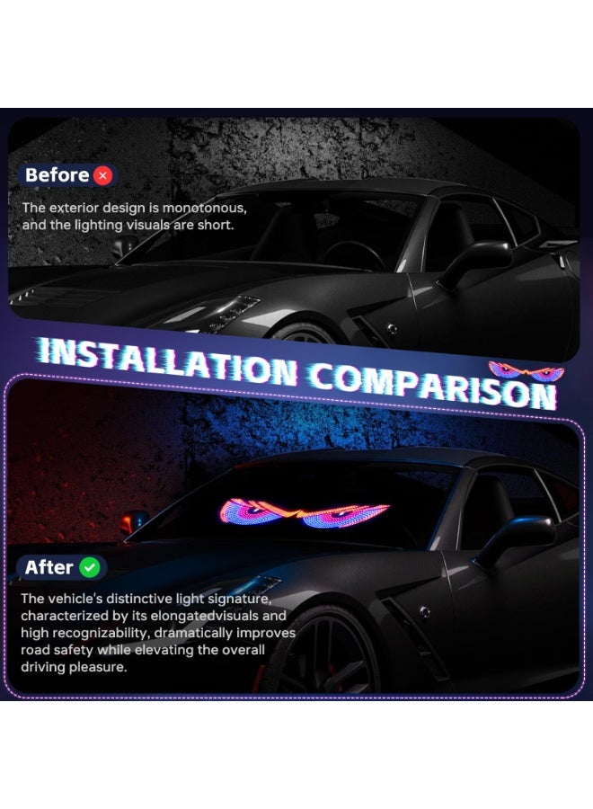 2-Pack Car LED Demon Eye Decorative Lights, USB Warning Lights, Dynamic Demon Eye Mood Lights, Auto Accessories, 11.8" x 4.7", Suitable for Windows of Sedan and Small to Medium Trucks - Image 4
