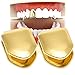TCOTBE 2 Pieces 14K Plated Gold Grillz Mouth Teeth Hip Hop Teeth Plain Top Tooth Single Grill Cap for Teeth Mouth Party Accessories Teeth Grills Color Gold - Image 3