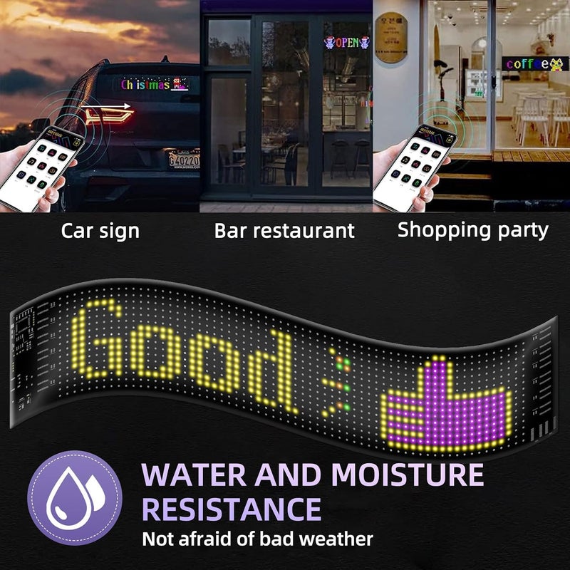 مصباح عيون الشيطان للشاحنة، ضوء تمرير ديناميكي للسيارة 90 × 19.2 سم، علامات ضوء عين LED قابلة للبرمجة مع عرض صور DIY والأوقات، تحكم عن بعد بلوتوث - Image 2