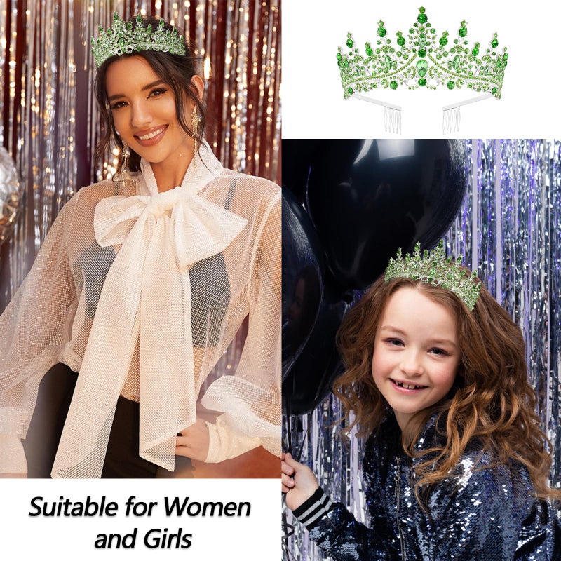 VELSCRUN Green Crystal Birthday Tiara Crowns for Women Girls It's My Birthday Sash Queen Girls Princess Crown with Combs Happy Birth Party Decorations Mom Sisters Birth Gift Hair Accessories - Image 3