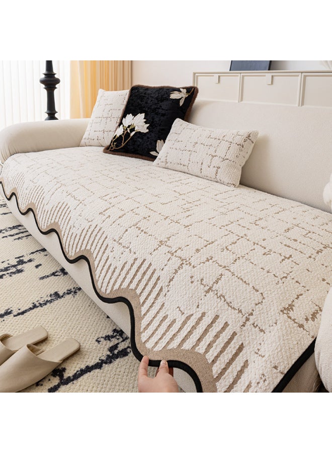 High-end Half-velvet Sofa Cushion Winter Thick Plush Autumn And Winter Non-slip Leather Sofa Cover Cloth One-piece Seat Cushion