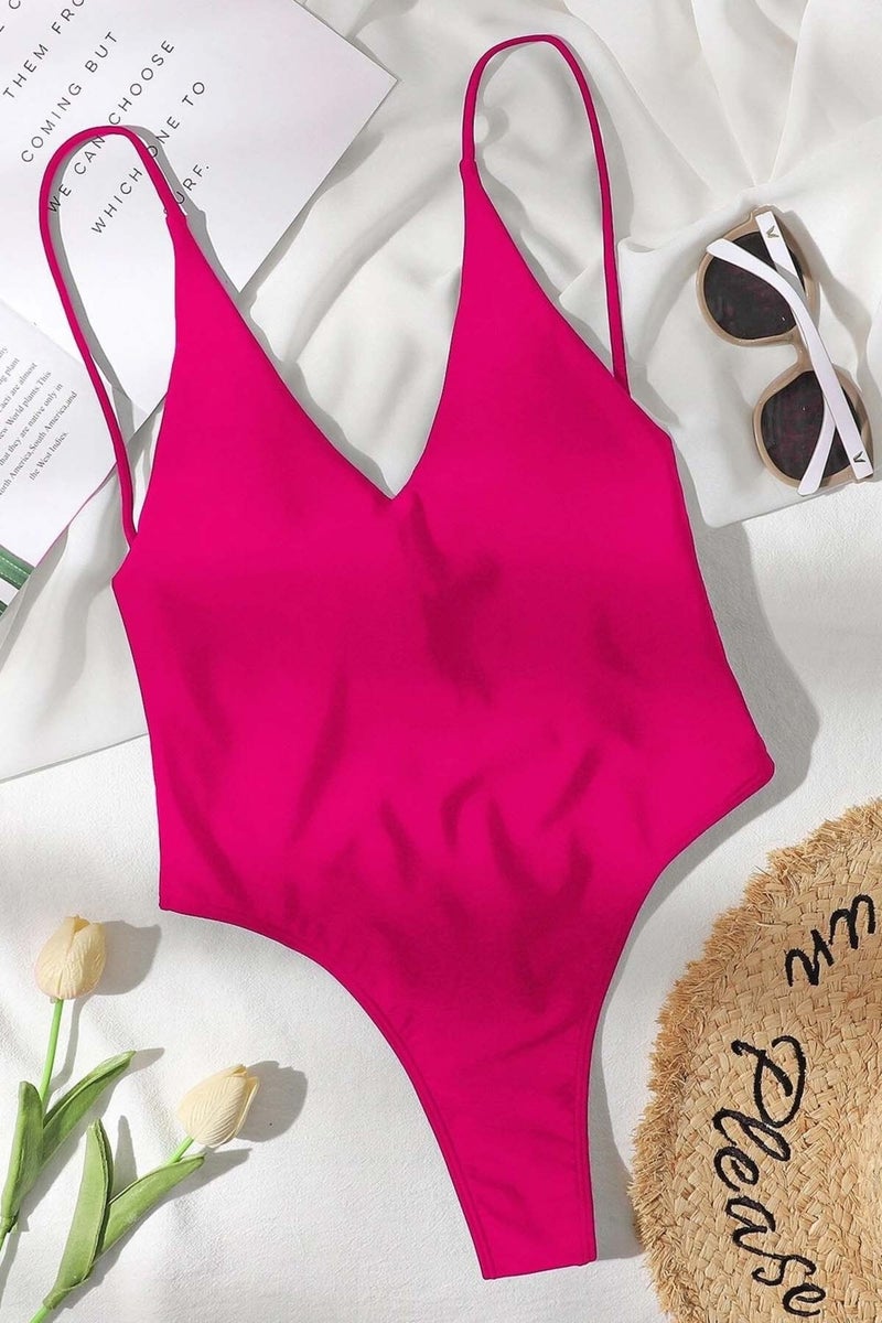 Angelsin V Neck Backless Brazilian Cut Swimsuit  - Image 1
