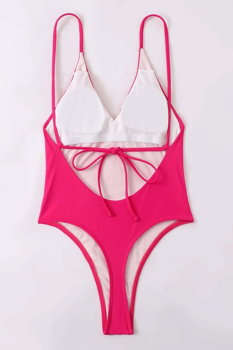 Angelsin V Neck Backless Brazilian Cut Swimsuit  - Image 2