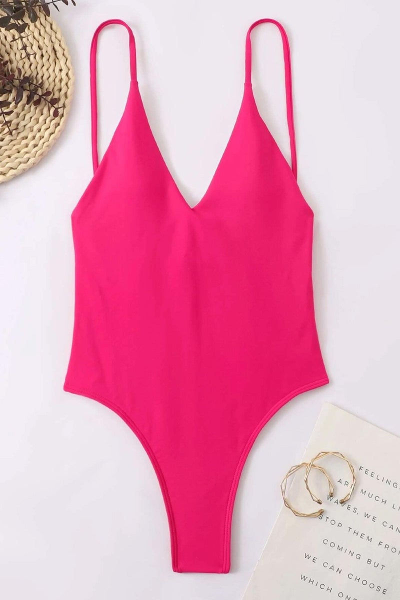 Angelsin V Neck Backless Brazilian Cut Swimsuit  - Image 3