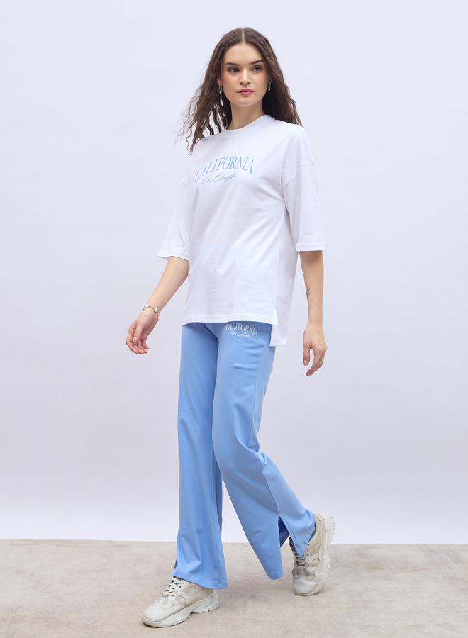 Styli Slogan Print Oversized T-Shirt and Flared Leggings Co-Ords - Image 3