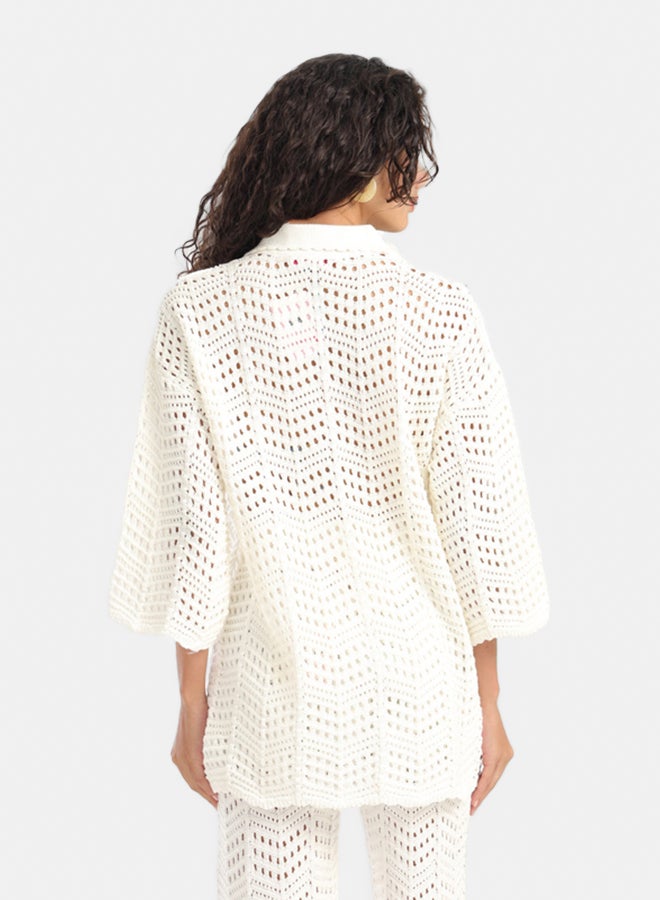 Carina قميص شاطئي بنمط شبكة أنيق - Image 3