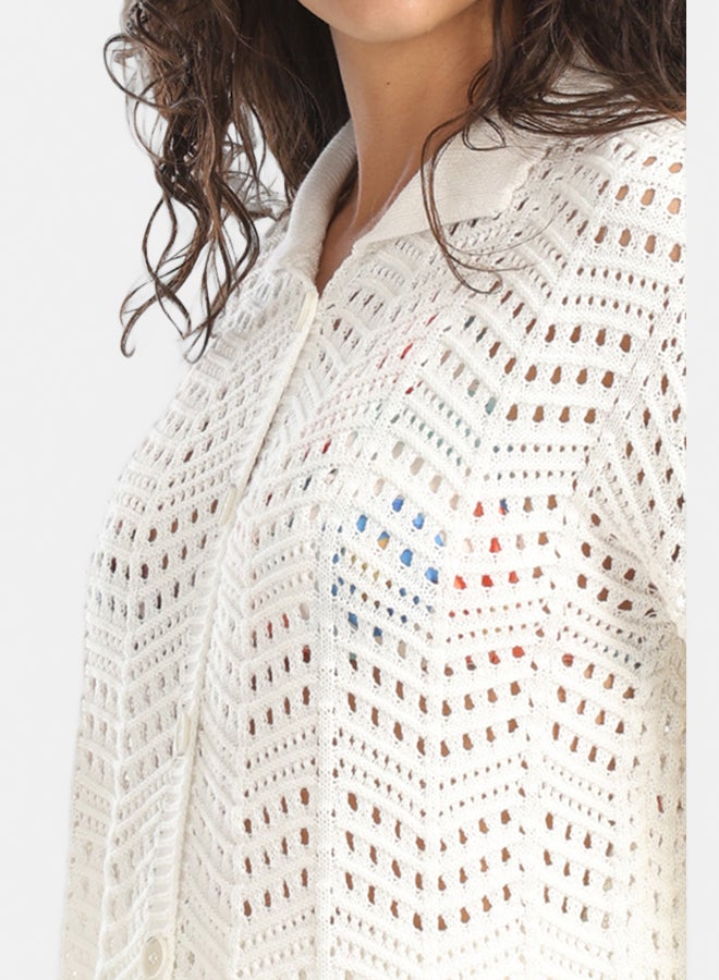 Carina قميص شاطئي بنمط شبكة أنيق - Image 4