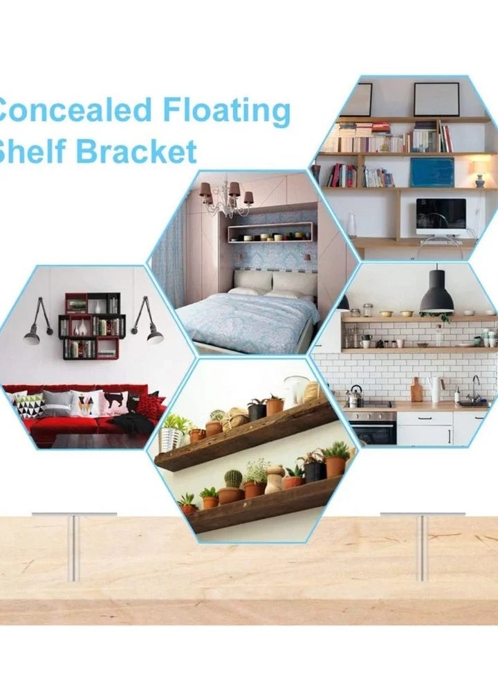 Generic SYOSI 4 Pack Floating Shelf Bracket, 4 Inch 100mm Heavy Duty Hidden Shelf Brackets with 8 Pcs Mounting Screws for WallI Mounted Decoration Cabinet Furniture Shelf Support (Silver)  - Image 4