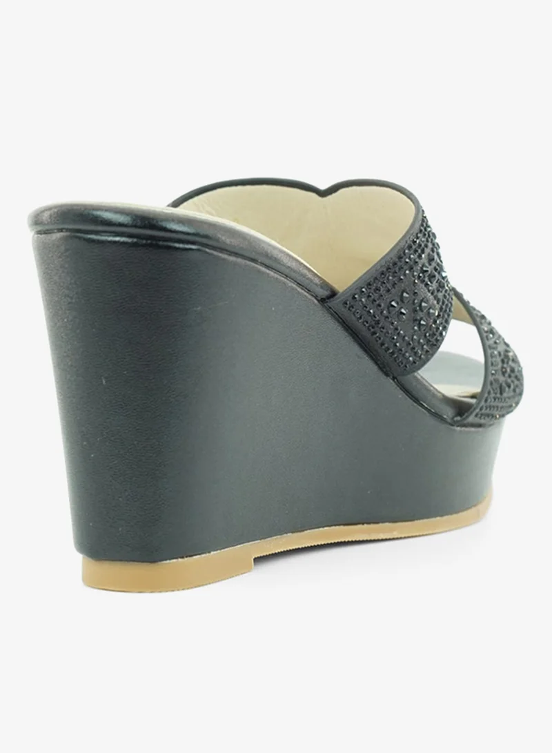 Zayna Black 221-325 Zayna Ladies Classic Wedge Slides 3T2320-711 Black for Women | Best Price UAE