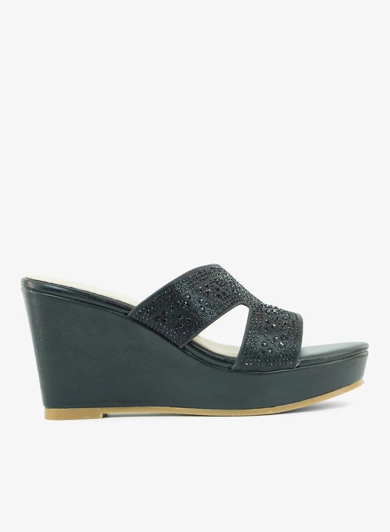 Zayna Black 221-325 Zayna Ladies Classic Wedge Slides 3T2320-711 Black for Women | Best Price UAE