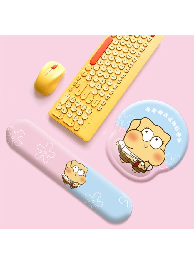 Creative Cartoon Cute Pet Silicone Wrist Mouse Pad Two-Piece Set Spongebob Squarepants 3D Keyboard Hand Pad Wrist Rest 