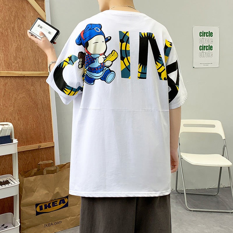 240g Cotton Short-sleeved T-shirt Men's Summer New Cyber Celebrity Trendy Brand Loose Trendy Easy-to-match Duffian Handsome Men's Top - Image 1