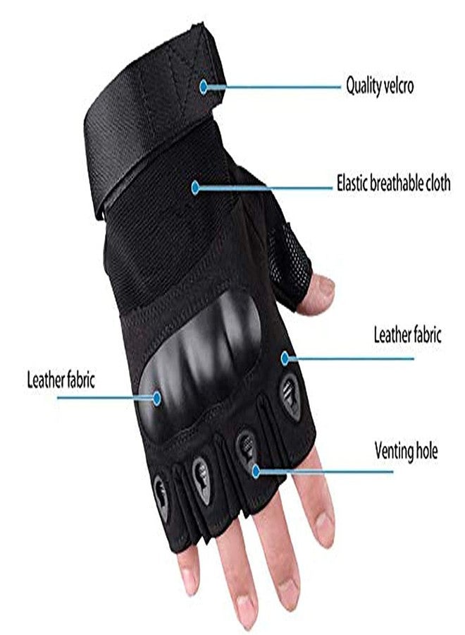 ZaySoo Anti-Slip Gym Gloves for Professional Weightlifting, Fitness Training and Workout | with Half-Finger Length, Wrist Wrap for Protection | and Tactical Thumb (Black) - Image 4
