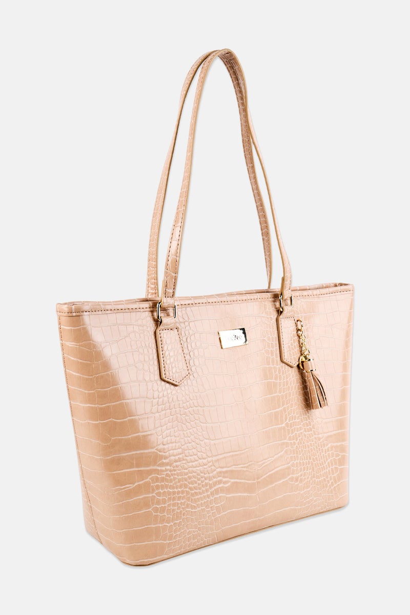 Deezee Women Brand Logo Tote Bag, Beige - Image 2