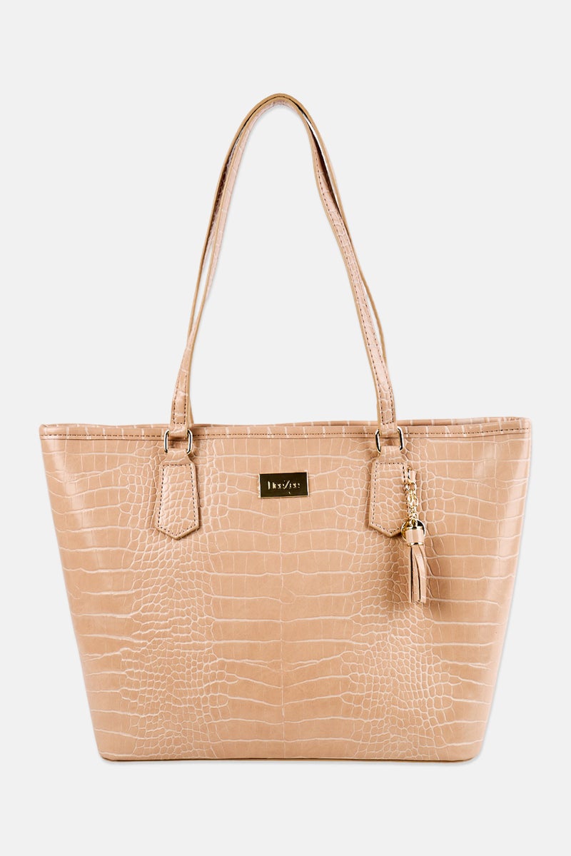Deezee Women Brand Logo Tote Bag, Beige - Image 1