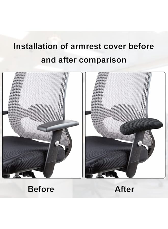 erorex Chair Arm Pad Covers Office Chair Armrest Cover Removable Elastic Washable Waterproof Fabricchair Armrest Covers Soft Armrest Cushion Pad For Home Or Office Chair 2 Pair Black  - Image 3