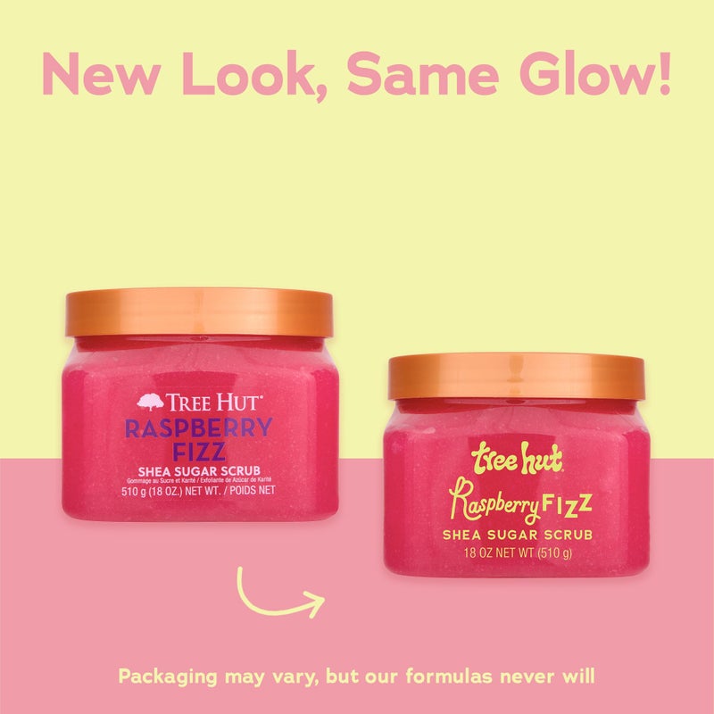 Tree Hut Raspberry Fizz Shea Sugar Scrub, Exfoliating, Hydrating & Moisturizing Body Scrub with Shea Butter & Nourishing Essential Oils, Smooth & Soften Skin, 18 oz - Image 2