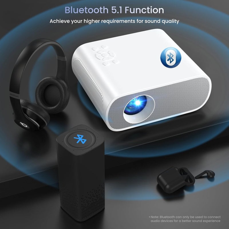 HOMPOW Projector, Native 1080P Full HD Bluetooth Projector with Speaker, 9500 Lumens Outdoor Portable Movie Mini Projector Compatible with Laptop, Smartphone, TV Stick, Xbox, PS5 - Image 5