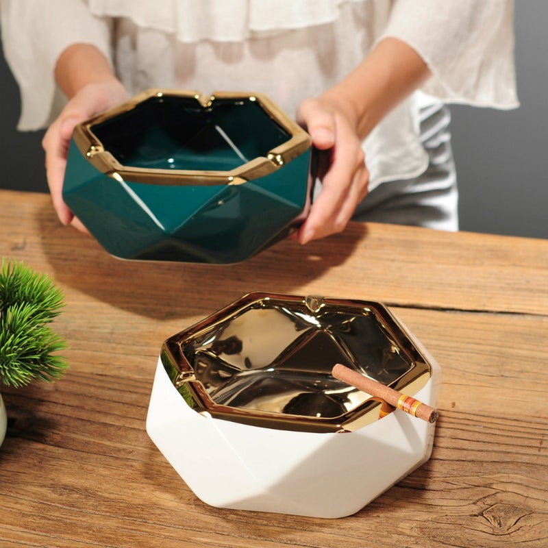 New Chinese Ashtray Anti-Fly Ash Ceramic Creative Room Desktop Birthday Gift Living Room Office Factory - Image 3