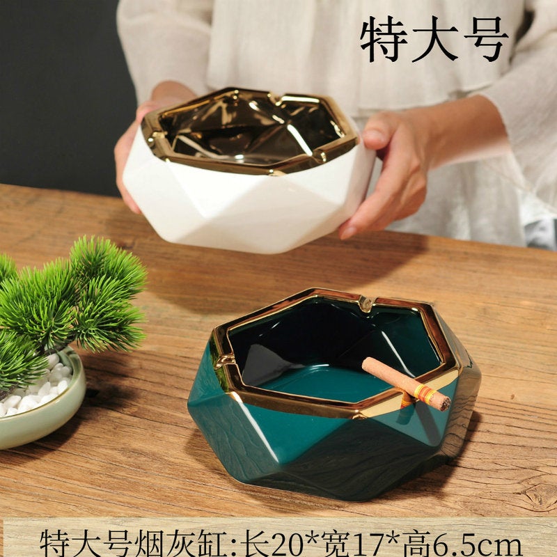 New Chinese Ashtray Anti-Fly Ash Ceramic Creative Room Desktop Birthday Gift Living Room Office Factory - Image 1