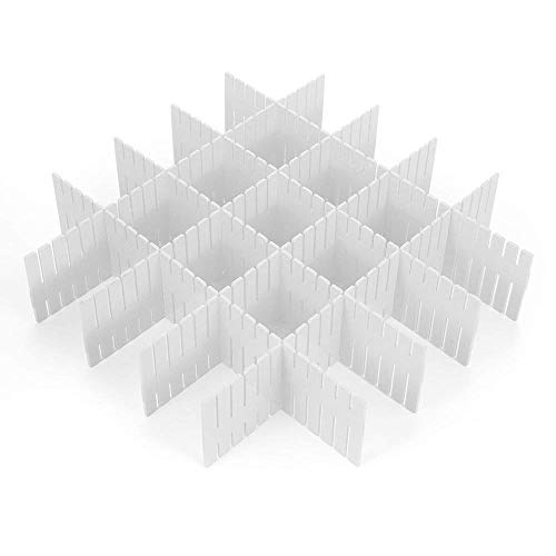 ShineMe Drawer Dividers, 8pcs Drawer Divider Organizers, White DIY Plastic Grid, Plastic Adjustable Drawer Dividers, Household Storage Makeup Socks Underwear Organizer for Clothes, Kitchen, Office - Image 1