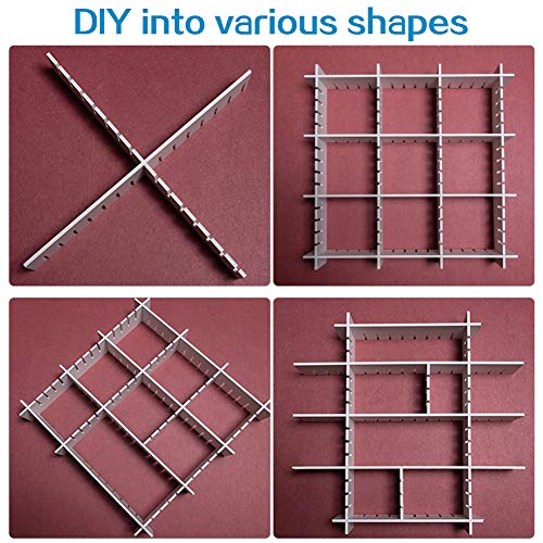 ShineMe Drawer Dividers, 8pcs Drawer Divider Organizers, White DIY Plastic Grid, Plastic Adjustable Drawer Dividers, Household Storage Makeup Socks Underwear Organizer for Clothes, Kitchen, Office - Image 4