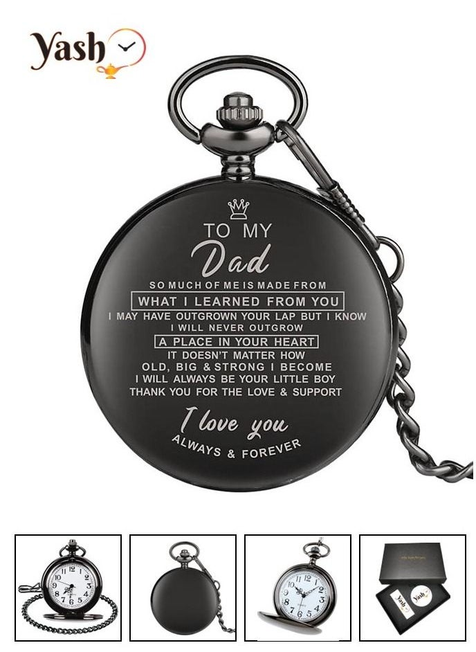 YASH - Yash Retro Style I Love You Quartz Pocket Watch For Husband Wife Mom Dad Son Daughter Teacher With Chain And Yash Packaging - Image 1